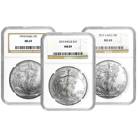 1 oz Random Year NGC MS 69 American Eagle Silver Coin