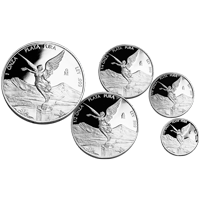 Set of 5 2003 Mexican Libertad Proof Silver Coins